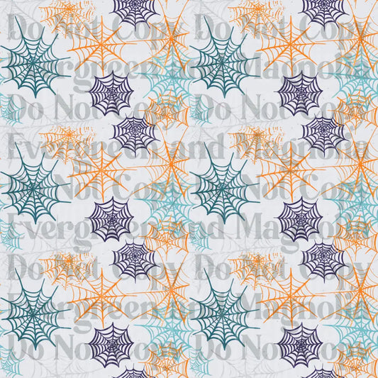 Colorful Halloween Spiderweb Repeat Pattern Orange Teal Purple