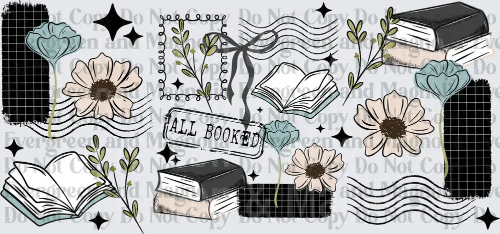 All Booked Floral Books Retro Stamp Reader Design