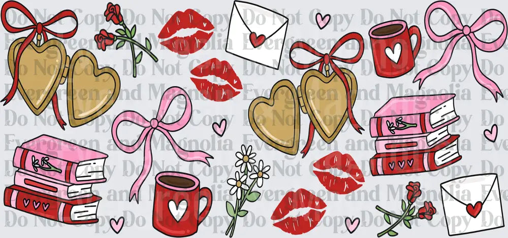 Valentine's Day Love Elements Bundle Heart Locket Bows Books