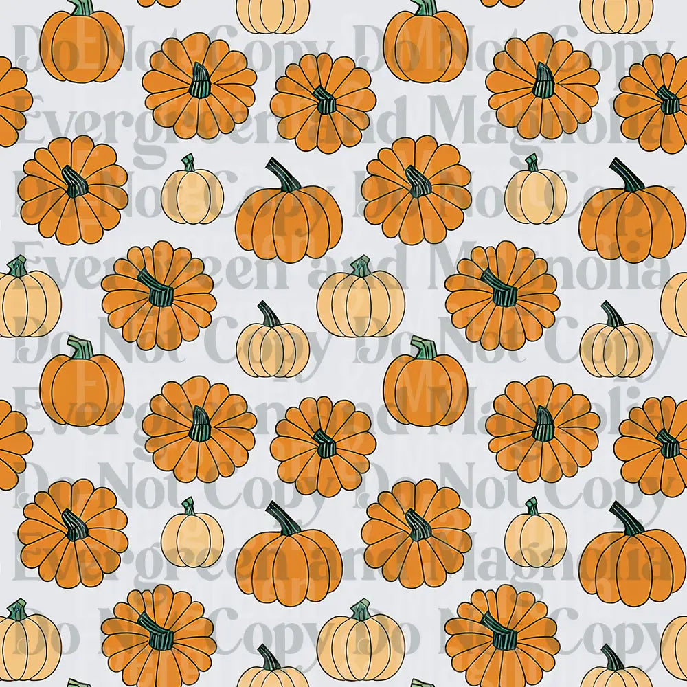 Fall Pumpkin Patch Seamless Pattern Orange Cream Gourds