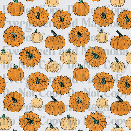 Fall Pumpkin Patch Seamless Pattern Orange Cream Gourds
