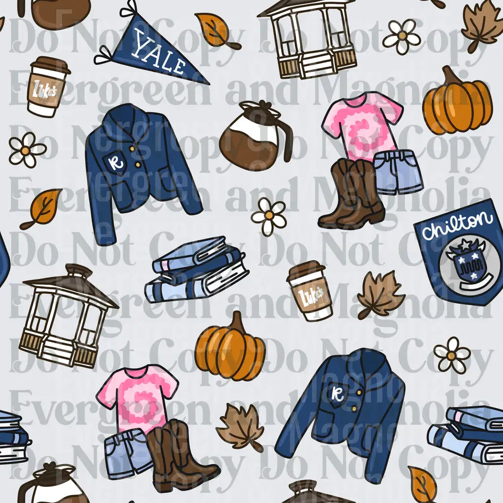 Gilmore Girls Inspired Stars Hollow Seamless Pattern