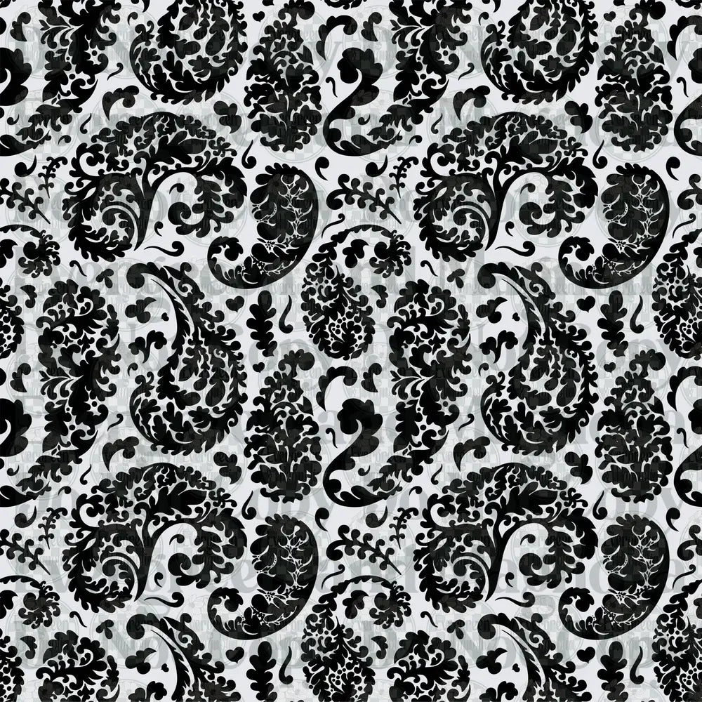 Black and White Floral Paisley Pattern