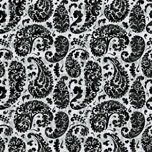 Black and White Floral Paisley Pattern