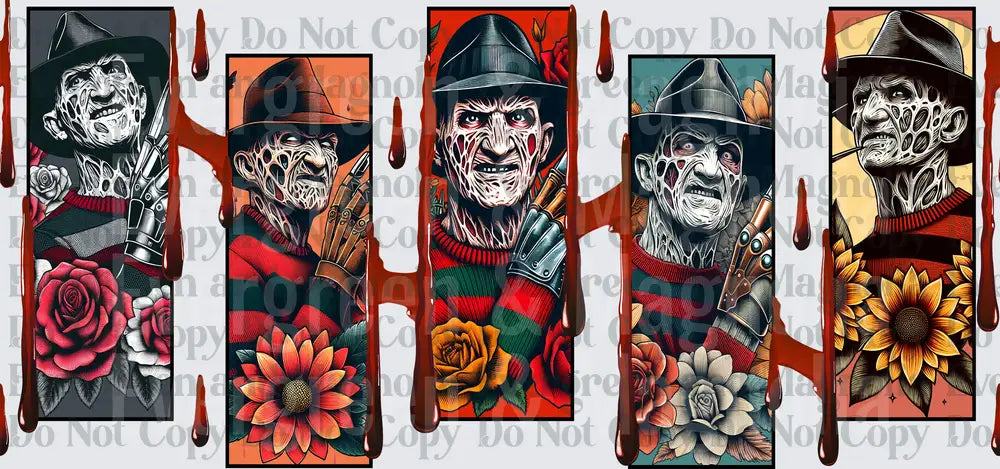 Scarred Villain Five Panel Floral Blood Drip Horror Panels