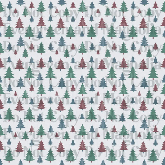 Multicolor Christmas Pine Tree Repeat Pattern