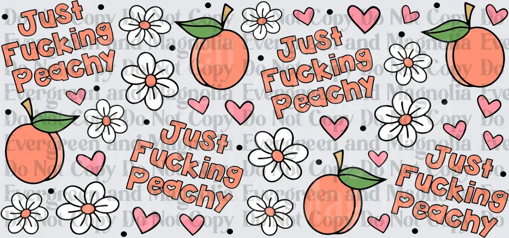 Just Fucking Peachy Retro Peach Daisy Hearts Pattern