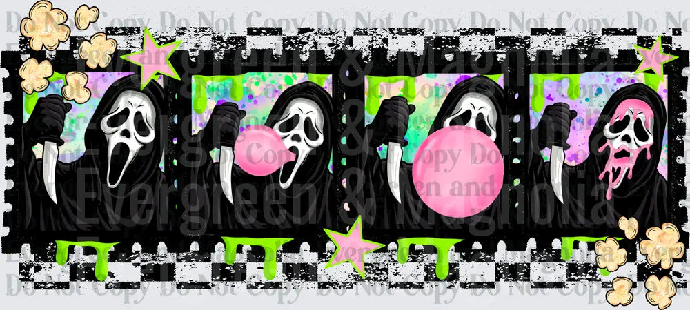 Ghost Face Bubblegum Blowing Sequence Checkerboard Wrap