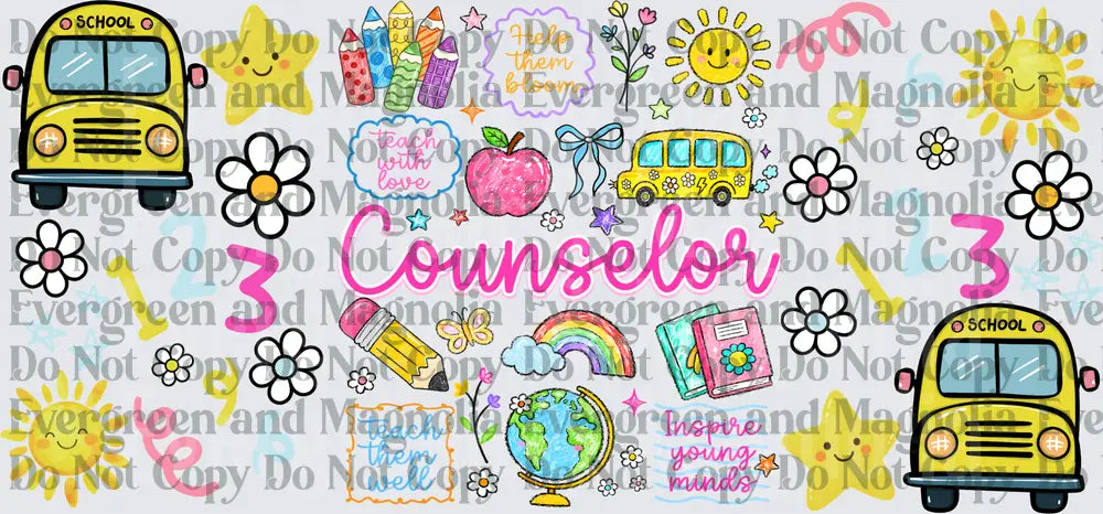 Counselor Teach With Love Inspire Young Minds School Bus