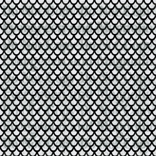 Black and White Fish Scale Mermaid Pattern