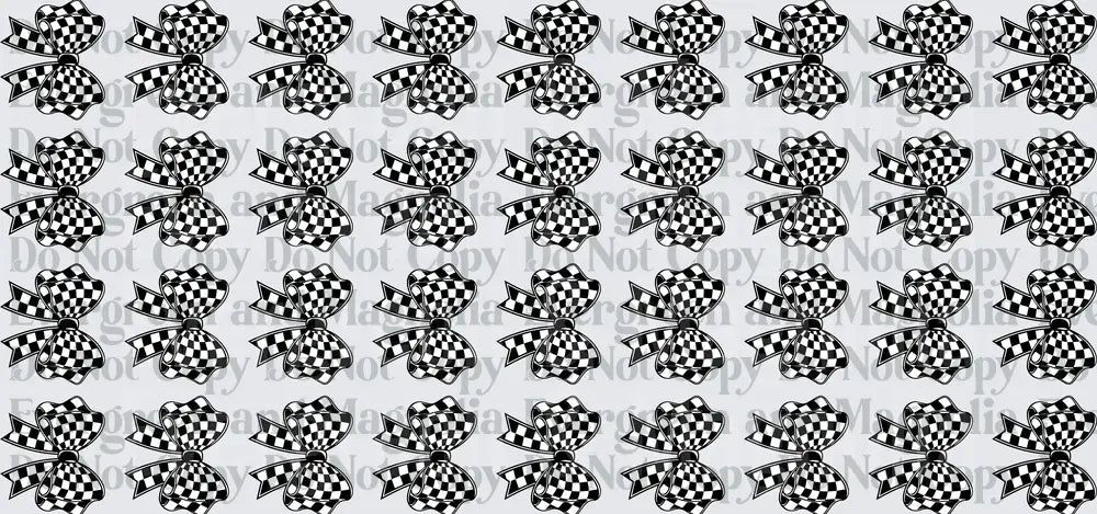 Black and White Checkered Bow Pattern Repeat