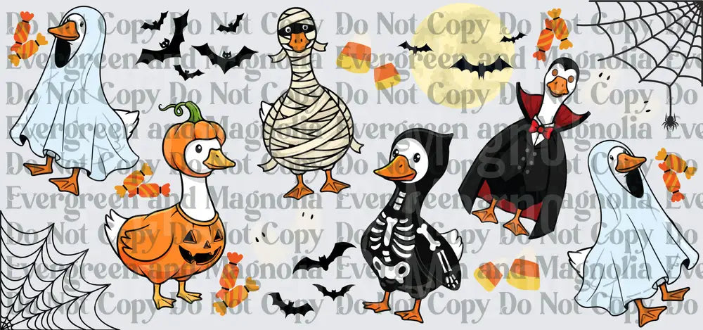 Halloween Costume Ducks Ghost Mummy Vampire Skeleton Pumpkin