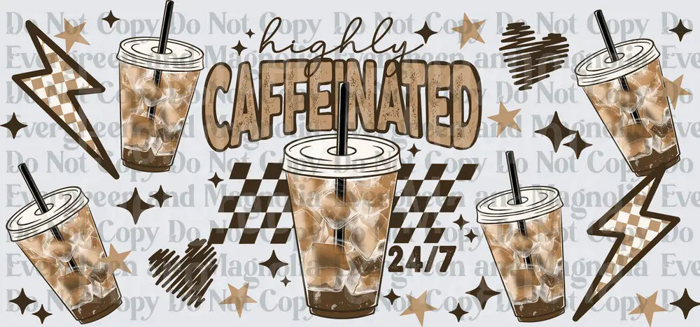 Highly Caffeinated 24/7 Iced Coffee Retro Checkered