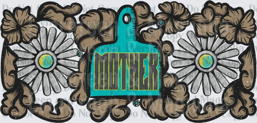Teal Cutting Board Mother Floral Western Scroll Design