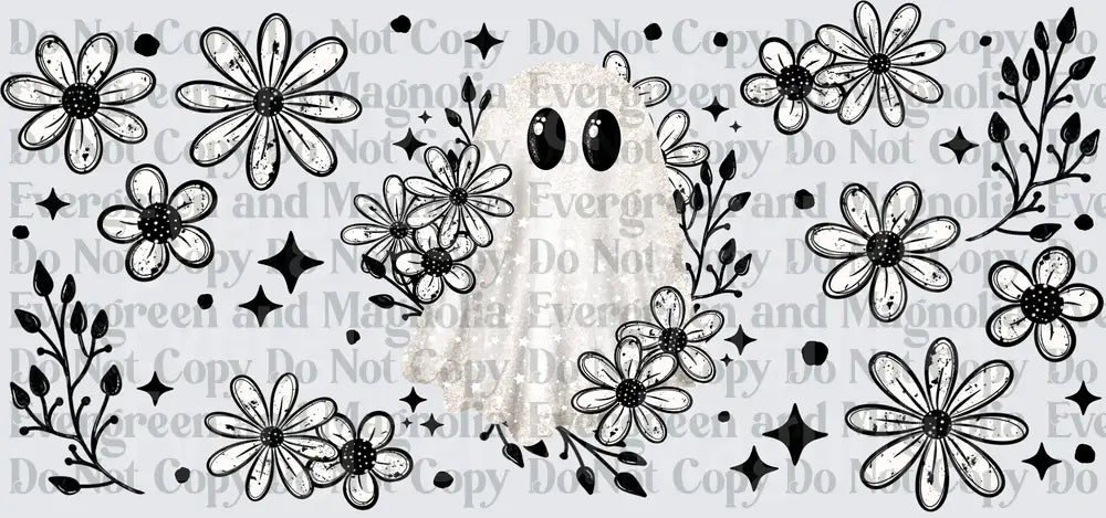 Cute Glitter Ghost Daisy Floral Sparkle Halloween Design