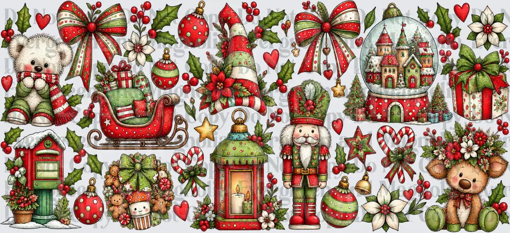 Vintage Christmas Gnome Nutcracker Holiday Collage Sheet