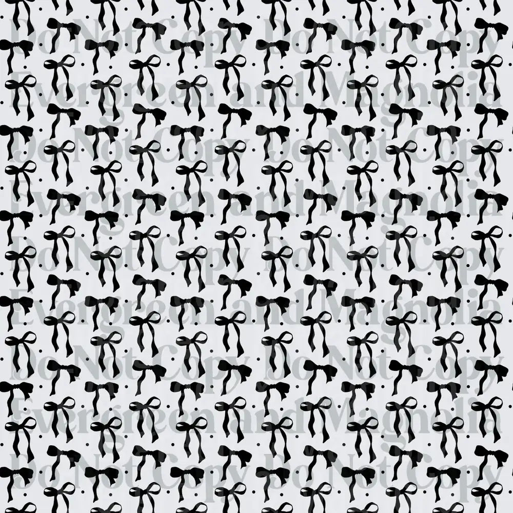 Black Ribbon Bow and Polka Dot Repeat Pattern