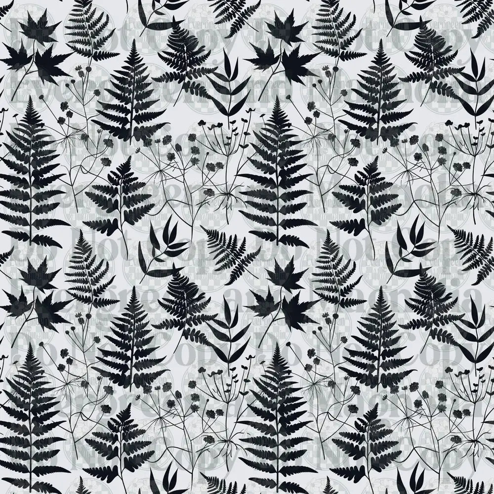 Black and White Botanical Fern Silhouette Seamless Pattern – Evergreen ...