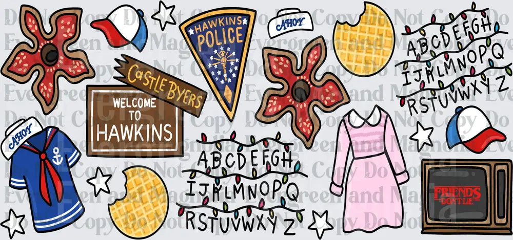 Hawkins Police Demogorgon Waffle Alphabet Lights Icon