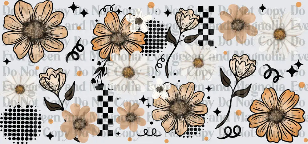 Boho Daisy Wildflower Collage Neutral Tones Retro Floral