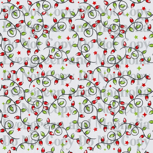 Tangled Christmas Light Strands Red Green Stars Pattern