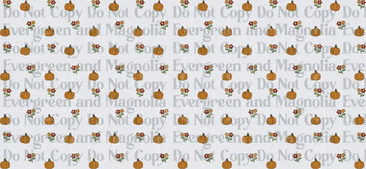 Autumn Pumpkins and Fall Flowers Repeat Pattern