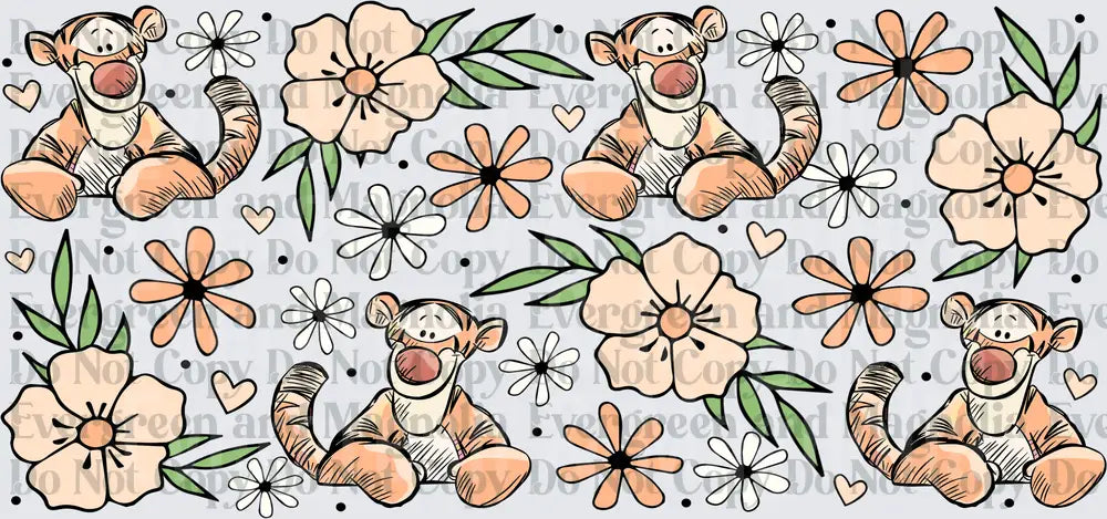 Bouncy Tiger Floral Repeat Pattern Wrap