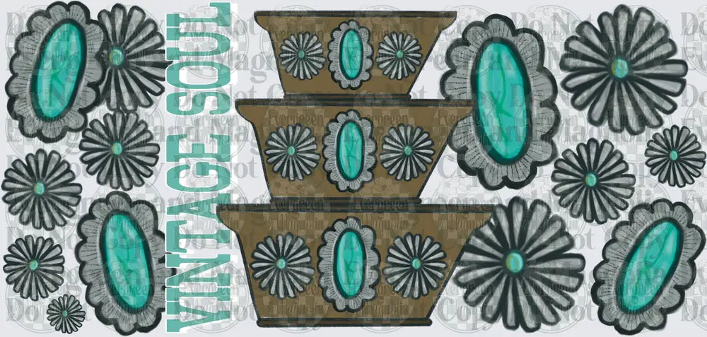 Vintage Soul Turquoise Concho Stacked Bowls Western