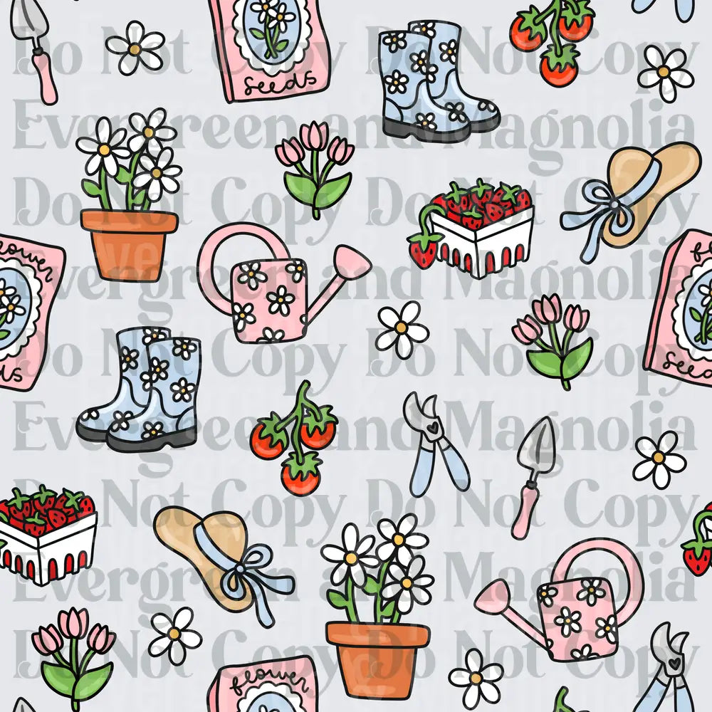 Cute Garden Tools Floral Pattern Strawberries Boots Seeds