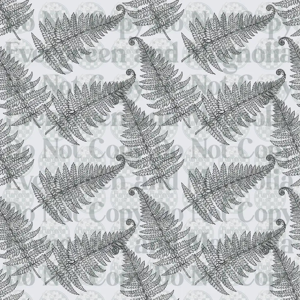 Black and White Botanical Fern Frond Seamless Pattern