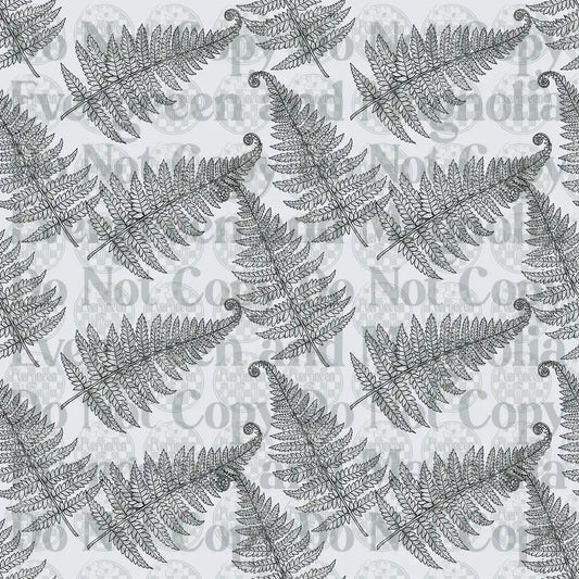 Black and White Botanical Fern Frond Seamless Pattern
