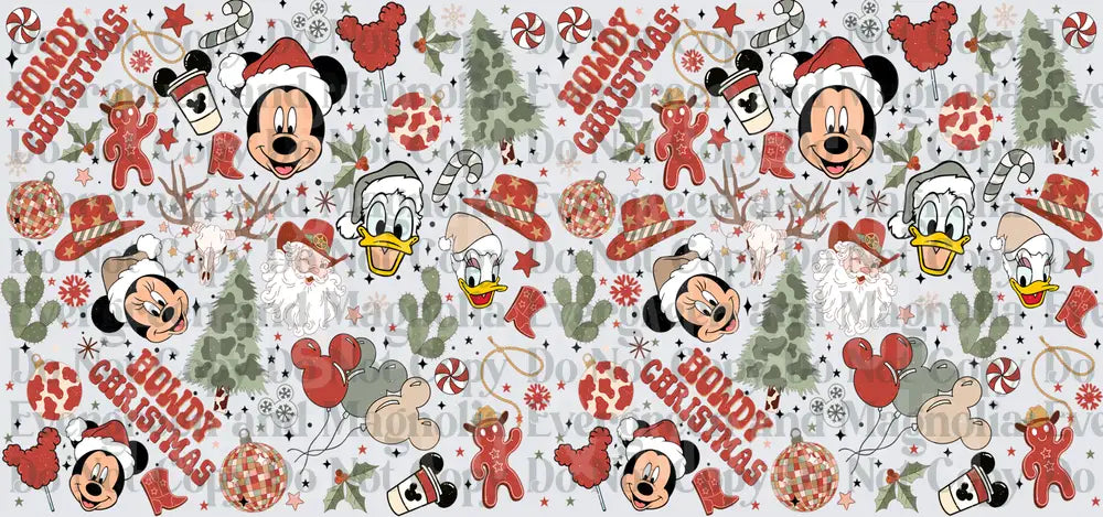 Howdy Christmas Cartoon Mouse Friends Western Holiday Wrap