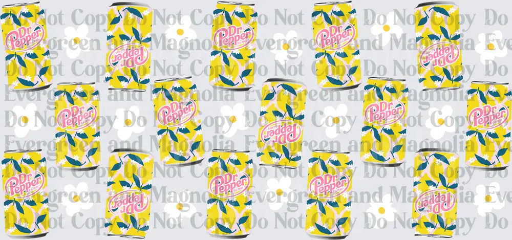 Lemon Floral Soda Can Pattern Yellow Pink Scattered Cans