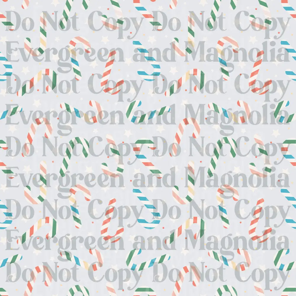 Colorful Candy Cane Scatter Pattern with Stars