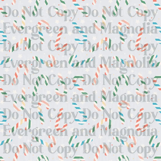Colorful Candy Cane Scatter Pattern with Stars