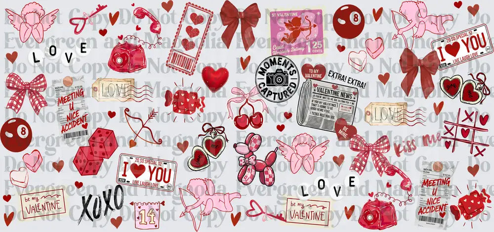 Valentine's Day Retro Love Sticker Sheet Collage