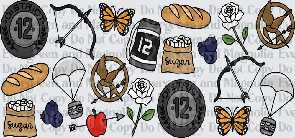 Dystopian Tribute Icon Bundle Bow Arrow Mockingjay Badges