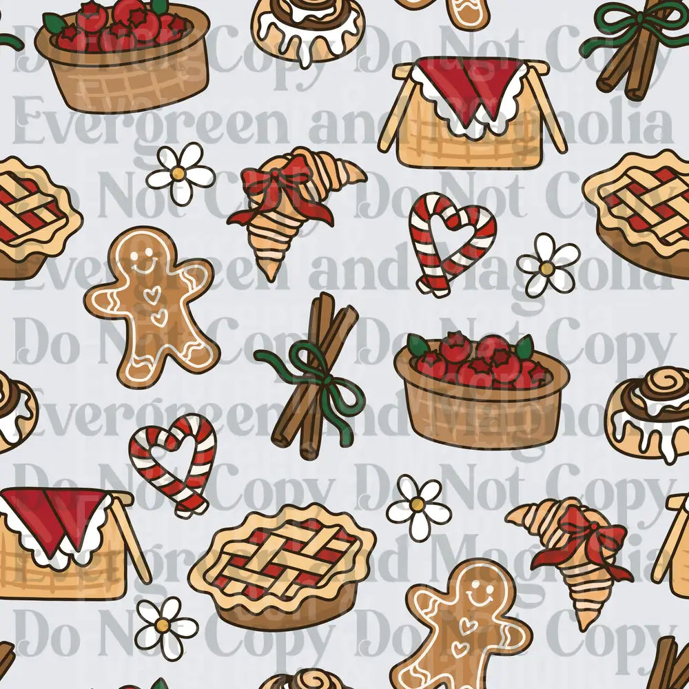 Christmas Baked Goods Seamless Pattern Gingerbread Holiday