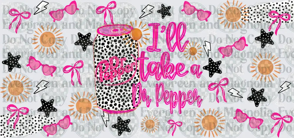 I'll Take A Dr Pepper Dalmatian Can Pink Bow Wrap