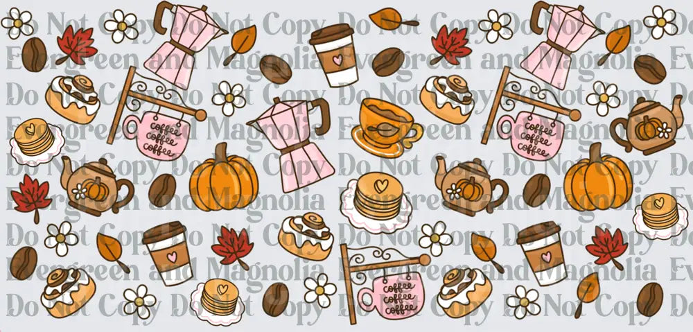 Autumn Coffee Café Pumpkin Cozy Fall Doodle Pattern
