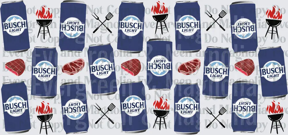 Busch Light Beer Cans BBQ Grill Steaks Pattern
