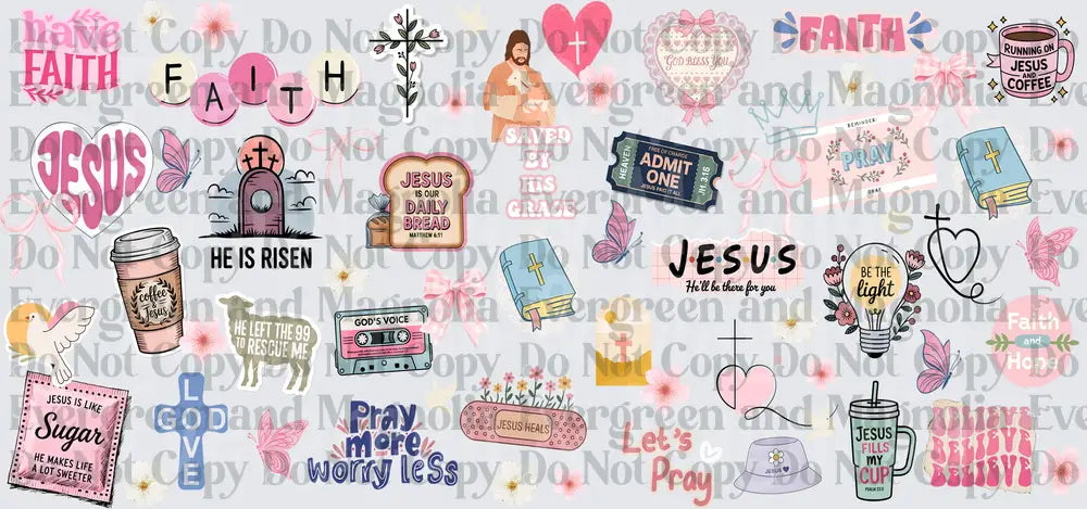 Pink Christian Faith Jesus Inspirational Sticker Sheet