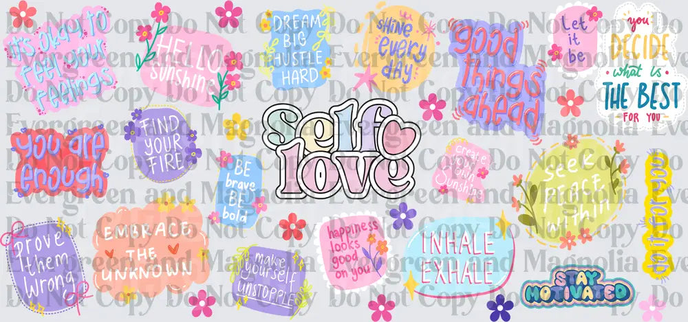 Pastel Self Love Motivational Quotes Sticker Sheet