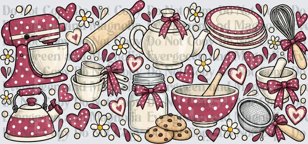 Cozy Kitchen Baking Tools Polka Dot Hearts Floral Bundle