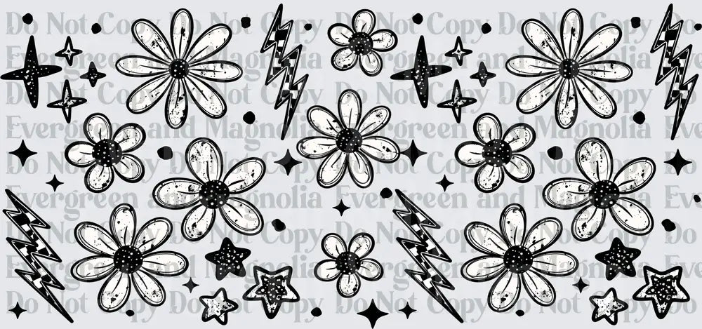 Retro Grunge Daisy Lightning Bolt Star Pattern Wrap
