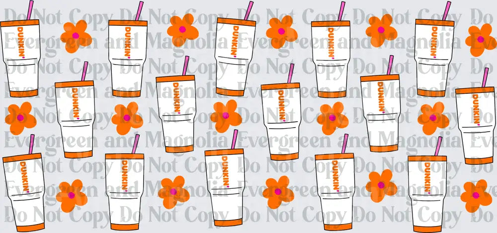 Orange Coffee Cup Tumbler Pattern with Daisy Flowers