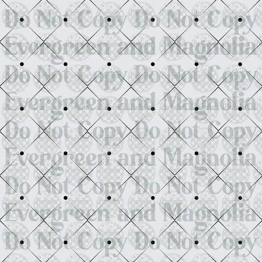 Black and White Diamond Grid Pattern with Dot Accents