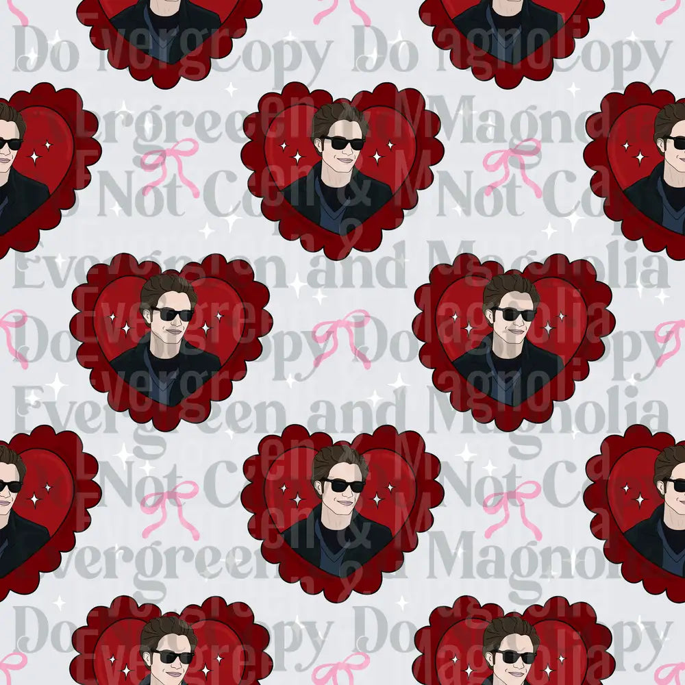 Handsome Man in Sunglasses Valentine Heart Pattern with Bows