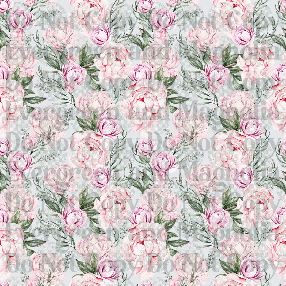 Watercolor Pink Peony Floral Seamless Pattern