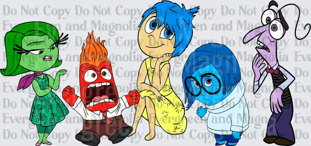 Five Colorful Emotion Characters Cartoon Group Illustration